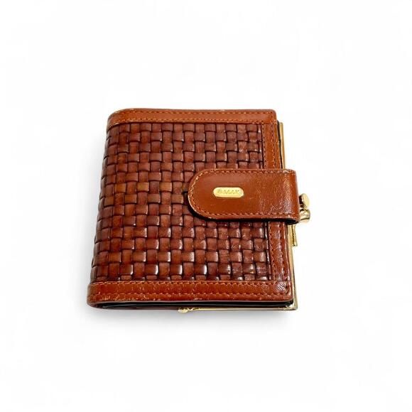 Bally Brown Leather Woven Bi-Fold Wallet - Picture 2 of 7